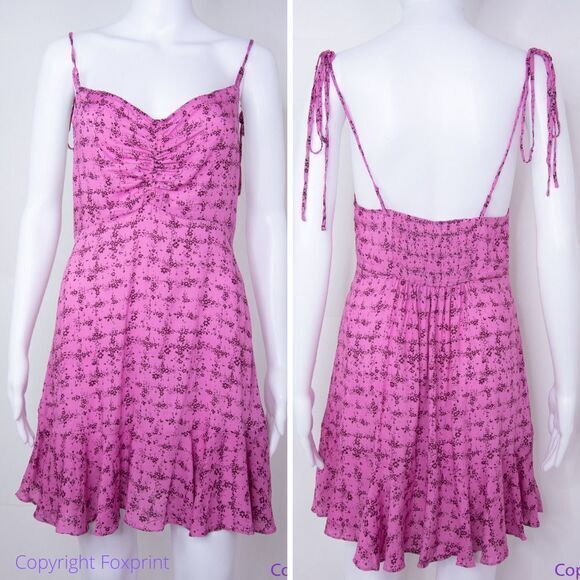 NEW Intimately Free People Caught‎ Up Printed Slip Dress, Pink, Large - Picture 1 of 16